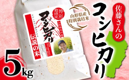 山形県産 佐藤さんのコシヒカリ 特別栽培米 5kg F2Y-5351
