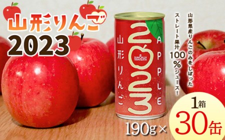 山形りんご 2023 （190g×30缶） 果汁100％ジュース F2Y-3392