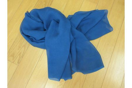 K476　藍染スカーフ　絹・ジョーゼット