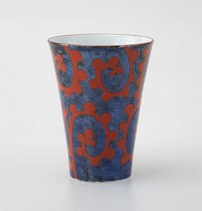 【波佐見焼】３２５ml手描きのカップ アラベスク（赤） 【西海陶器】　１ ２４６７３