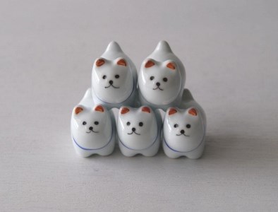 【波佐見焼】かわいい犬の箸置５個組  【西海陶器】５ 04748