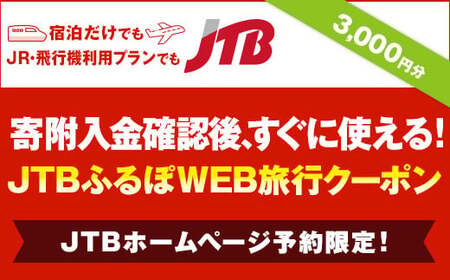 【熊本県内の旅行に使える】JTBふるぽWEB旅行クーポン（3,000円分）