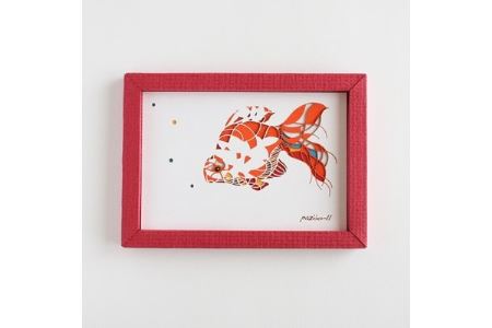 金魚のきり絵アートインテリア【pazoo-ll(パズール)金魚】小赤(ハガキサイズ、額:赤色)【1208573】