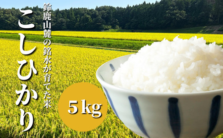 鈴鹿山麓の銘水が育てた米、米どころ三重県産小山田地区「こしひかり」5kg