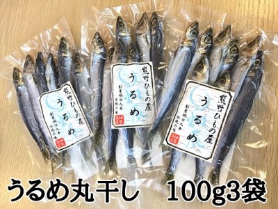 熊野の老舗干物屋　畑辰商店【うるめ丸干し☆100ｇ入り】×3袋