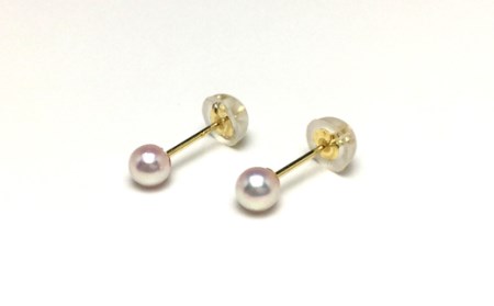【024-03】老舗の真珠専門店・アコヤベビーパールピアス　　3.5～4.0ミリ　Ｋ18*