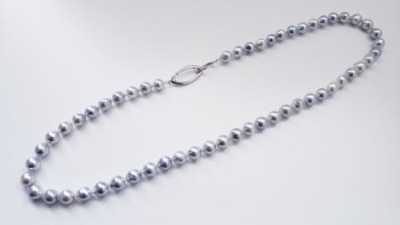 【270-02】魅了する自分だけの真珠、バロックパールセミロングネックレス*