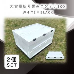 折畳式コンテナBOX ホワイト×ブラック 2個SET【1318193】