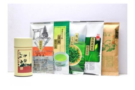 伊勢茶　5品セット　保存缶付／丸中製茶　特別栽培　ほうじ茶　高級　煎茶　深蒸し　お茶　かりがね　伊勢志摩
