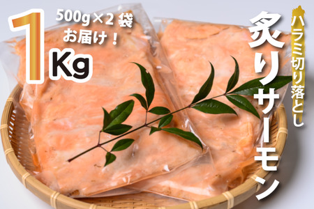 鮭問屋【お刺身用】アトランティックサーモン〈炙りハラミの切り落とし〉1kg【R07】