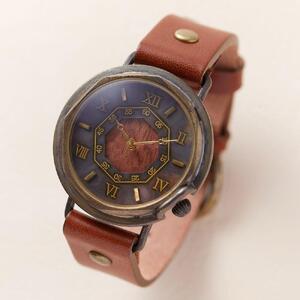 ナチュラルウッド「ブビンカ」と八角形の文字盤デザインの腕時計　Mサイズ　ベルトカラー：茶　WB007M-W2茶