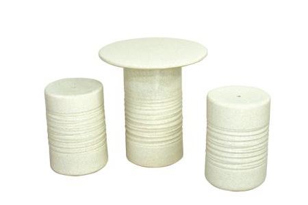 【信楽焼】 14号 白カスミテーブルセット3点 陶器 (sa72-7)