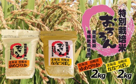 【令和5年産】北海道羽幌産　特別栽培米ゆめぴりか2kg・ななつぼし2kgセット【08117】