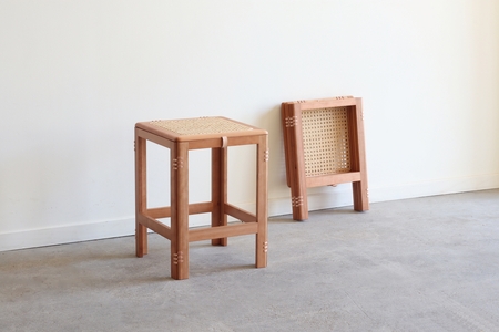 木製折り畳み椅子「patol stool」 籐張り　スツール 椅子 いす チェア おしゃれ 木製 無垢 無垢材  折りたたみ　CY01