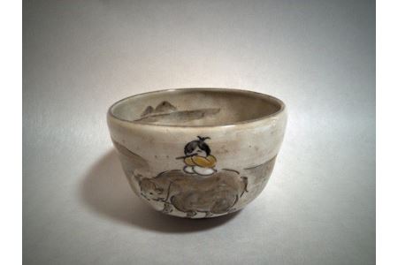 ～京の伝統工芸・清水焼～騎牛帰家を描いた茶碗【064】