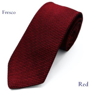 【手織りネクタイ】 レッド　kuska fabricのフレスコタイ 贈り物、父の日等にも【1080334】