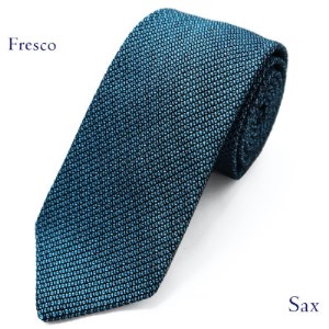 【手織りネクタイ】サックスブルー　kuska fabricのフレスコタイ 贈り物、父の日等にも【1080335】