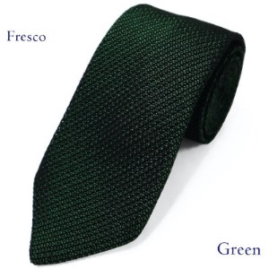 【手織りネクタイ】 グリーン　kuska fabricのフレスコタイ 贈り物、父の日等にも【1080336】