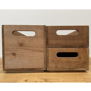 天然無垢材を使用したシンプルな杉ラフ材　木箱(3個セット)【1431935】