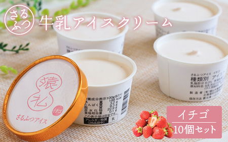 さるふつ牛乳アイスクリーム イチゴ10個セット【03031】