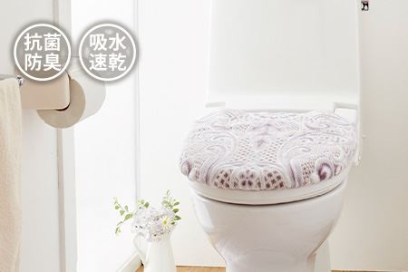 日本製 トイレふたカバー [単品] 洗浄・暖房便座用 【モダンオーナメント】（ホワイトラベンダー）(DR242-SJ)