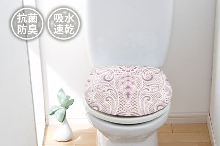 日本製 トイレふたカバー [単品] O・U型便座用 【モダンオーナメント】（ホワイトラベンダー）(DR245-SJ)