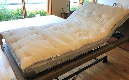 敷布団 カバー セット 介護ベッドにプラスする手作り敷きふとん＋和晒しガーゼで作ったカバー アイボリーのセット 寝具 ガーゼ 布団 ふとん