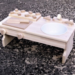 手作り木製 ままごとキッチンRHK-LX 座って遊べるテーブルサイズ 素材色【007C-086】