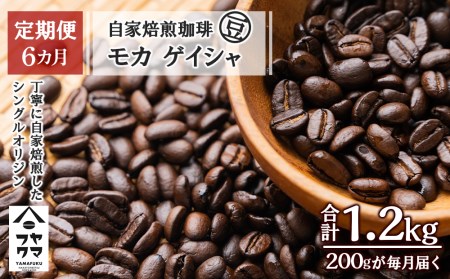 【定期便6ヶ月】自家焙煎珈琲 モカ ゲイシャ（豆） 200g