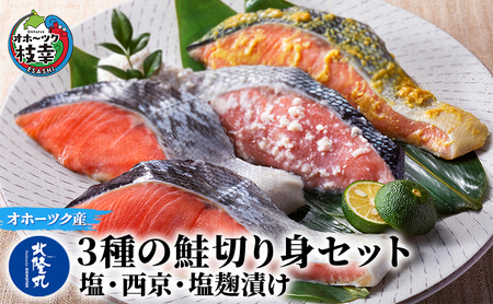 北隆丸 3種の鮭切り身セット（塩・西京・塩麹）【オホーツク枝幸】