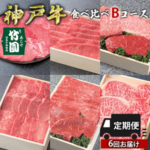  定期便 神戸牛 食べ比べBコース（6回お届け）[ 肉 牛肉 すき焼き しゃぶしゃぶ 焼肉 ステーキ ]