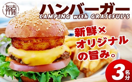 CAMPING with GRATEFUL'S【3名分】《 惣菜 ハンバーガー バーガー チーズ セット 手作りキット グルメ キャンプ飯 》