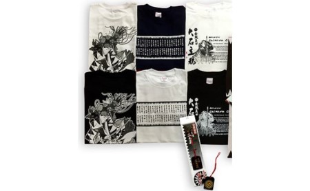 赤穂義士オリジナルTシャツ(Mサイズ）・根付 2点セット Tシャツ(黒・大石)
