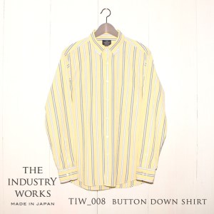 36-2　播州織メンズシャツ「THE INDUSTRY WORKS」（1着）【TIW_008（イエロー×ホワイト×ネイビー）】 