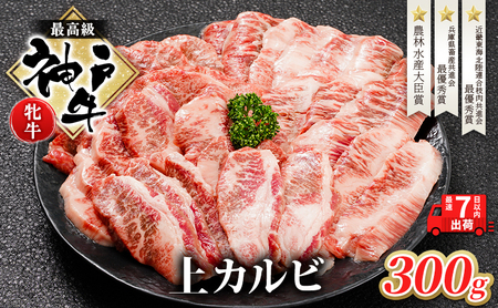  神戸ビーフ 神戸牛 牝 上カルビ 焼肉 300g 川岸畜産 冷凍 肉 牛肉 すぐ届く 小分け