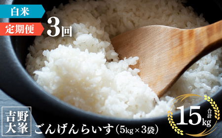 【定期便】奈良のお米のお届け便　5kg×3ヵ月連続 計15kg 白米《水本米穀店》