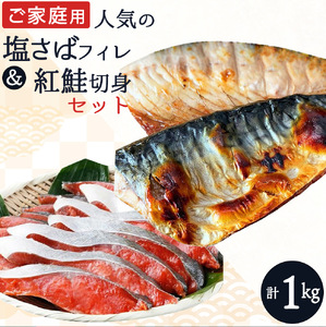 和歌山 魚 さば 鮭 / 【ご家庭用訳あり】人気の塩さばフィレ＆紅鮭切身セット計1kg【uot796】