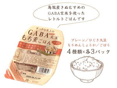 GABA玄米もち麦パックごはん 4種類×各3 計12パック 鳥取産きぬむすめ JAアスパル 0589
