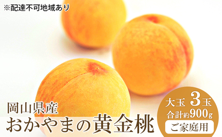 桃 2024年 先行予約 ご家庭用 おかやま の 黄金桃  大玉 3玉（合計約900g） もも モモ 岡山県産 国産 フルーツ 果物