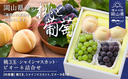岡山県産「白桃・シャインマスカット・ニューピオーネ」詰合せ 約1.8kg