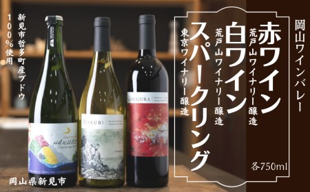 岡山ワインバレー 赤ワイン・白ワイン・スパークリング 3本セット 各750ml