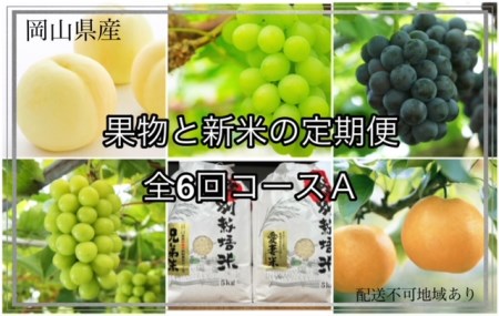 Te-1　【令和６年発送・先行予約】岡山県産　果物と新米の定期便　全６回コースA