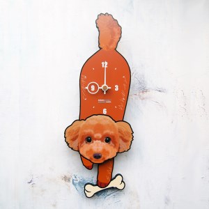 プードル(レッド)-犬の振り子時計（手に持たせるものを15種類の中から選べる） C-CD-139A