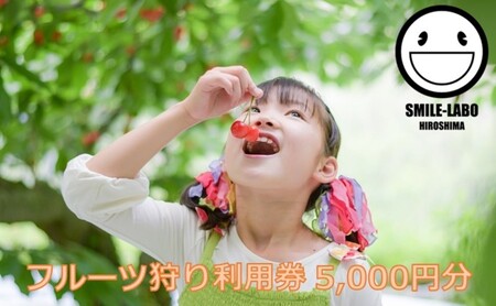 スマイルラボ フルーツ狩り利用券 5,000円分 三原市 SMILE-LABO HIROSHIMA フルーツ 果実の森 チケット 体験
