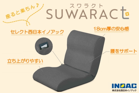 座ると楽ちん　座椅子SUWARACT(スワラクト)グレー 四角クッション付属　NI040_022