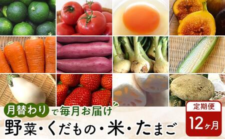 【12ヶ月定期便】野菜/くだもの/米/たまご（月替わりで毎月お届け）