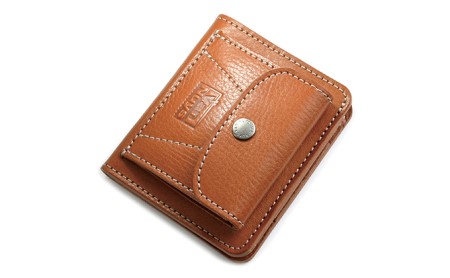 胸ポケットに入るオールインワンランチ財布　バンナイズ オイル シュリンク レザー 本革 財布 コンパクト ビンテージキャメル