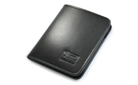キャッシュレス時代の胸ポケットに入る薄型コンパクトウォレット（マネークリップ機能付き）　バンナイズ オイル シュリンク レザー 本革 財布 コンパクト ブラック