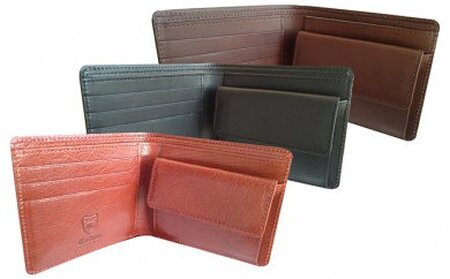 日本製２つ折り革財布（栃木レザー） ブラック