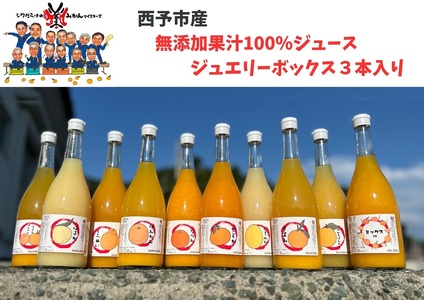 西予市産柑橘ジュエリーボックス３本入り（無添加果汁100％ジュース）